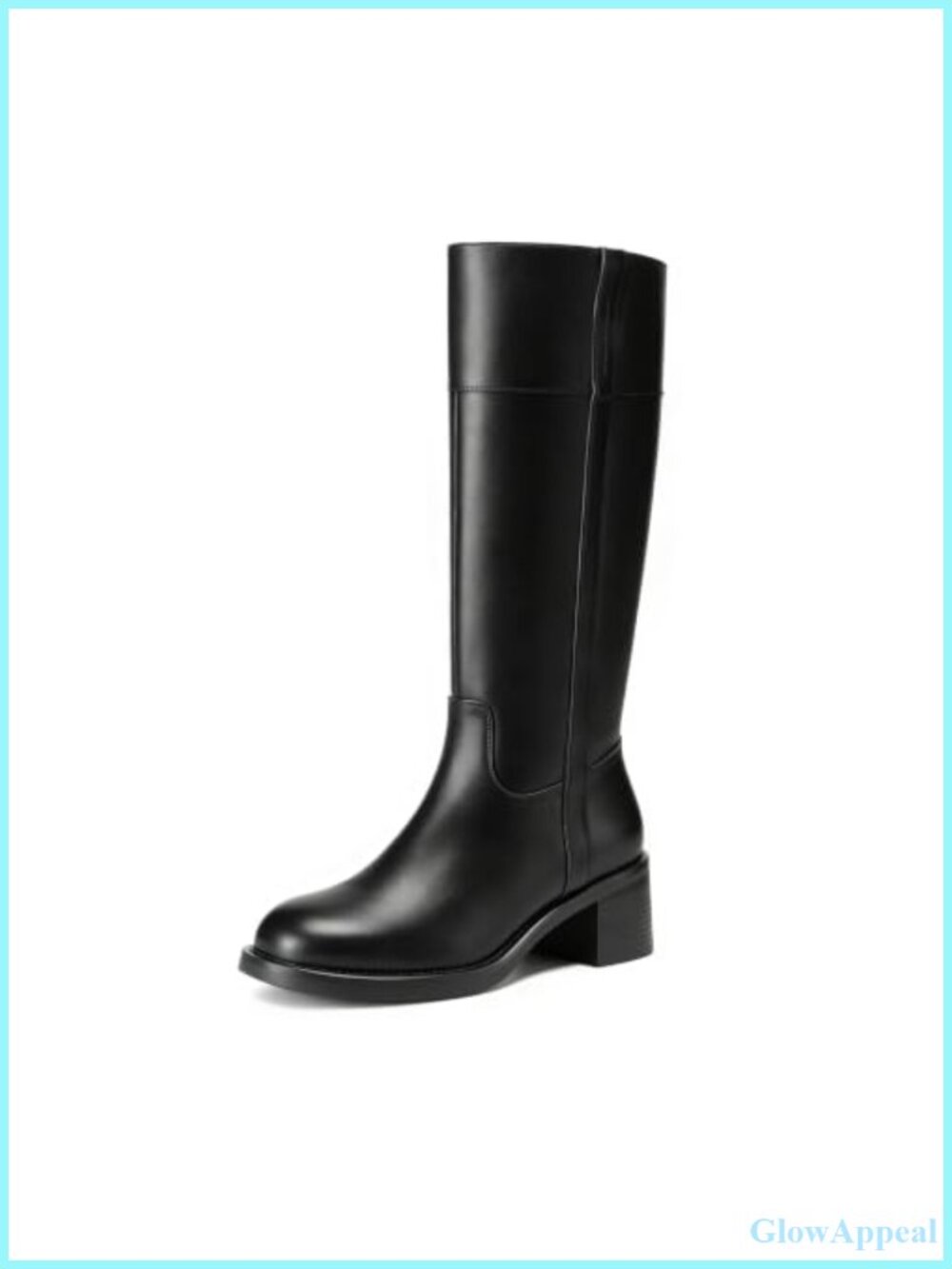 Faux Leather Knee High Platform Boots Chunky Block Heel Zipper Tall